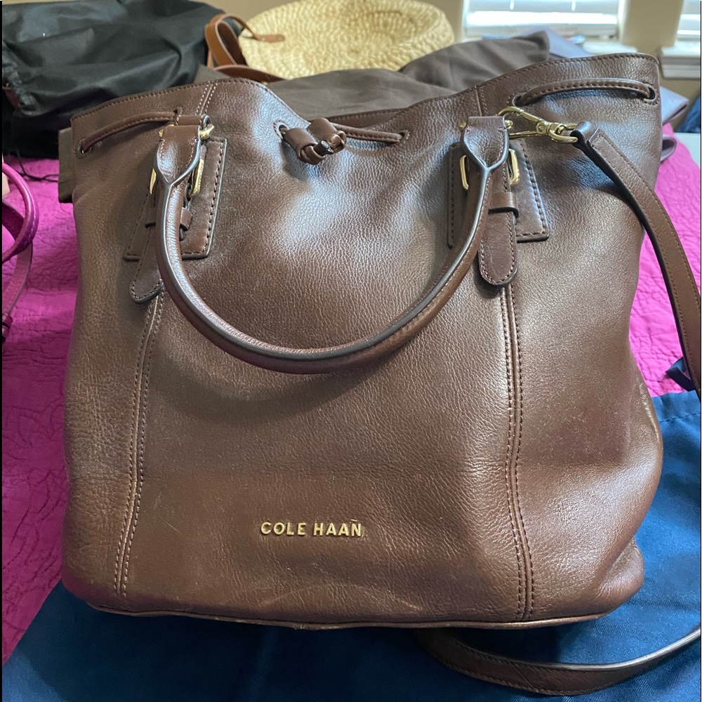 COLE HAAN DRAWSTRING BUCKET BAG